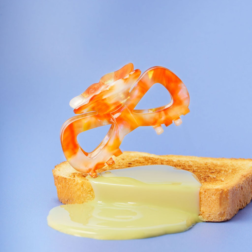 clip haarspeld  fijn haar dik haar kwalitatief strik stevig clips caramel wit oranje