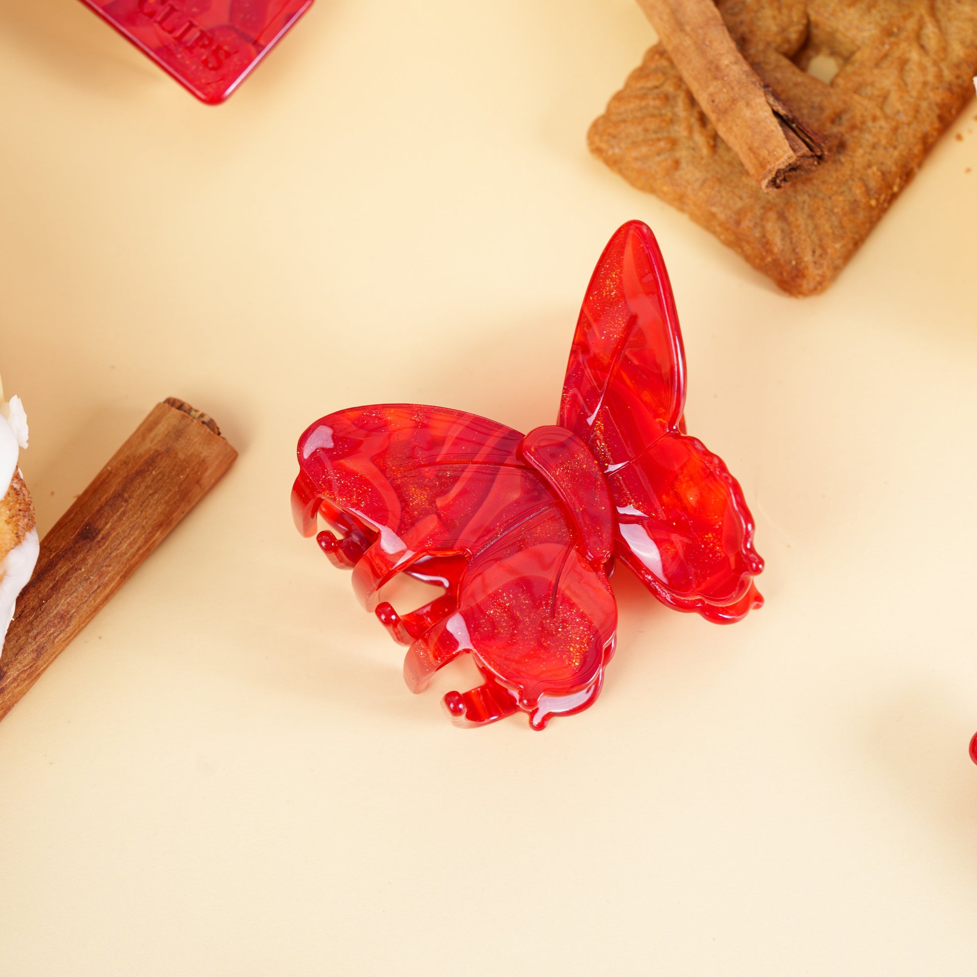 haarspeld clips haarklem vlinder rood goud