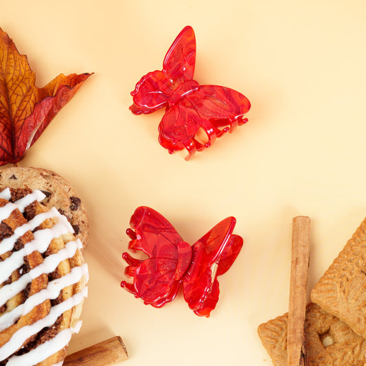haarspeld clips haarklem vlinder rood goud