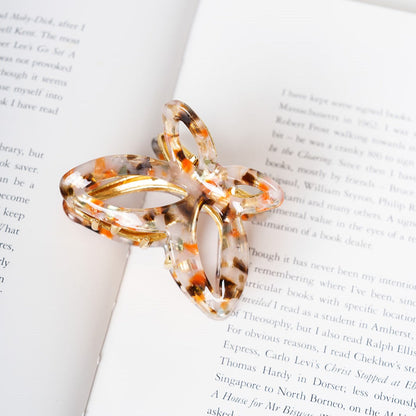 Vlinder haarspeld metaal dik haar haarklem clips clip grijs oranje bruin