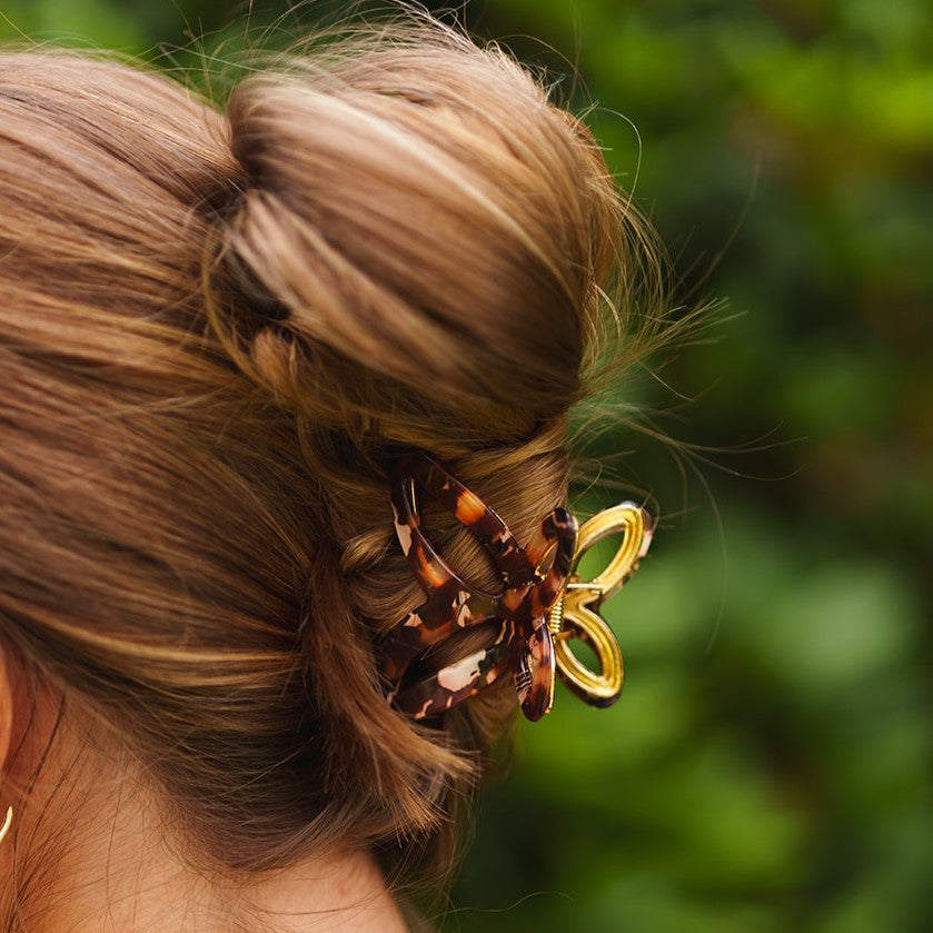 Emmy metalen vlinder haarspeld dik haar clips bruin