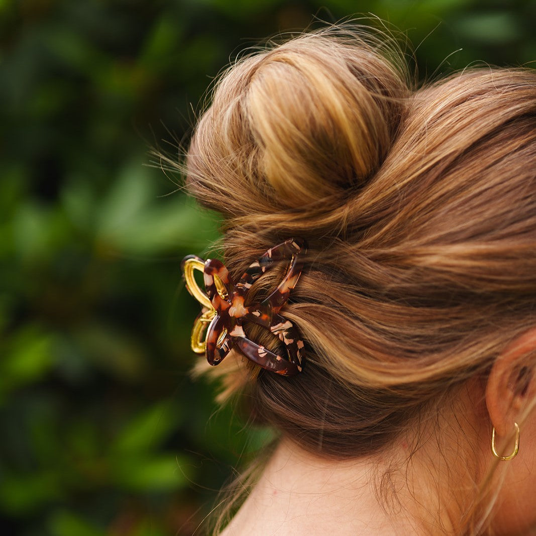 Emmy metalen vlinder haarspeld dik haar clips bruin