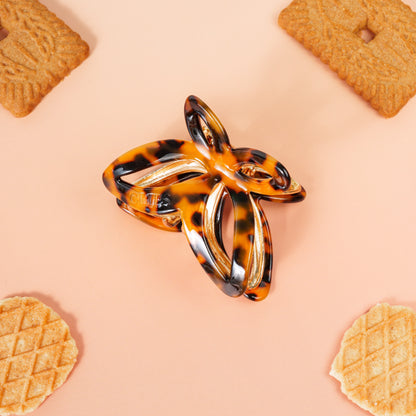 Emmy metalen vlinder haarspeld dik haar clips marmer bruin
