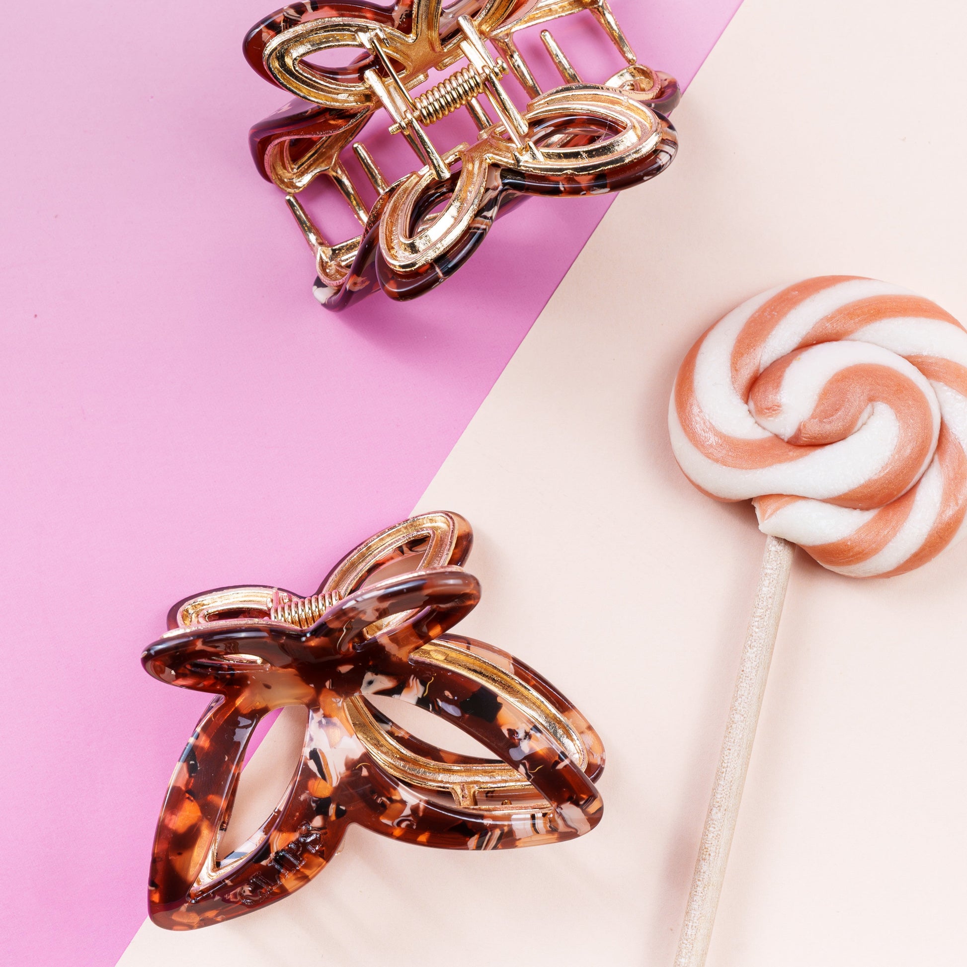 Emmy metalen vlinder haarspeld dik haar clips bruin