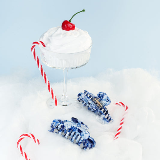 clip haarspeld fijn haar kwalitatief stevig clips blauw wit gevlekt