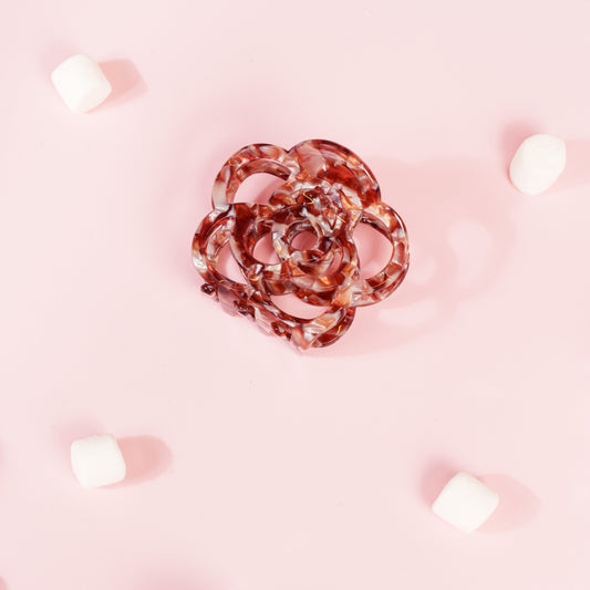 bloemen haarspeld fijn dun haar clips marmer bruin gevlekt