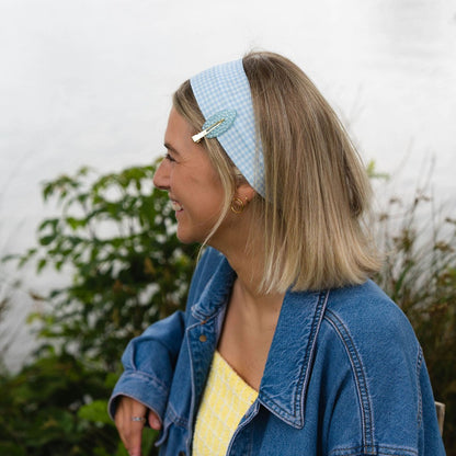 haarband blauw geruit