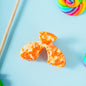 Julia gesplitste clip haarspeld haarklem clips extra tandjes fijn haar dik haar stevig marmer oranje