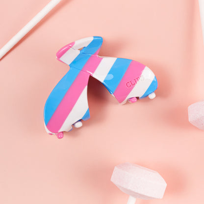 Julia gesplitste clip haarspeld haarklem clips extra tandjes fijn haar dik haar stevig gestreept roze wit blauw 