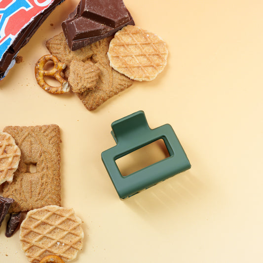 Vierkante matte en stevige clip voor alle haartypes groen