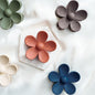 haarspeld bloem haarklem clips extra tandjes glad haar fijn dik stevig roest oranje bruin blauw groen beige 