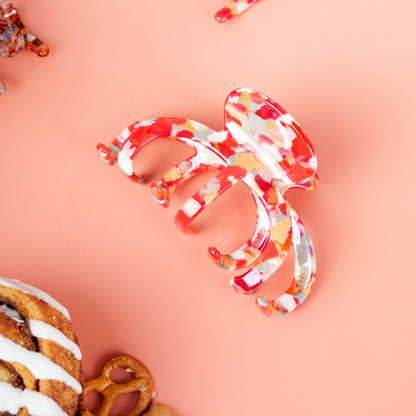 mary grote haarspeld clips dik lang haar marmer rood grijs