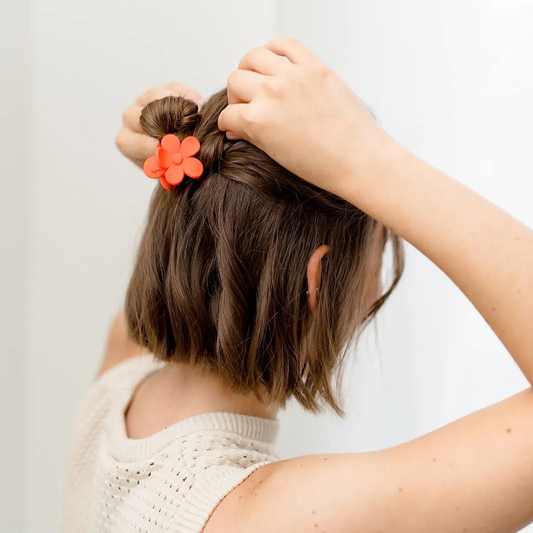haarspeld bloem haarklem clips extra tandjes glad haar fijn dik stevig rood