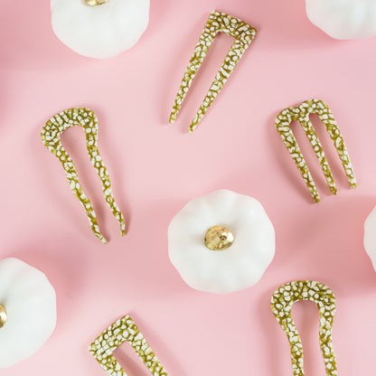 french pin clips haarspeld normale haardikte french twist gevlekt olijfgroen