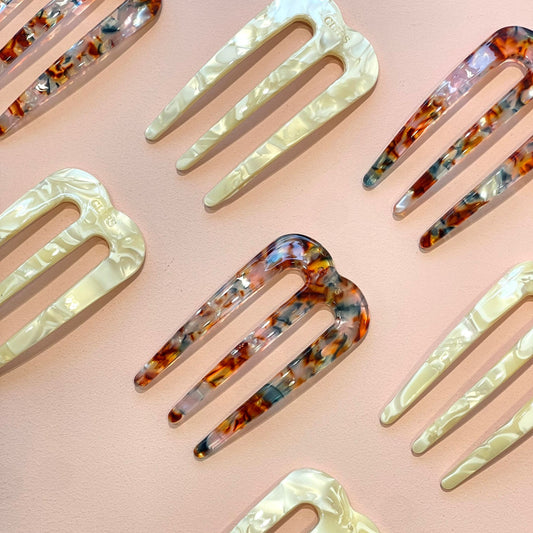 polly french pin clip glad fijn haar marmer wit multicolour