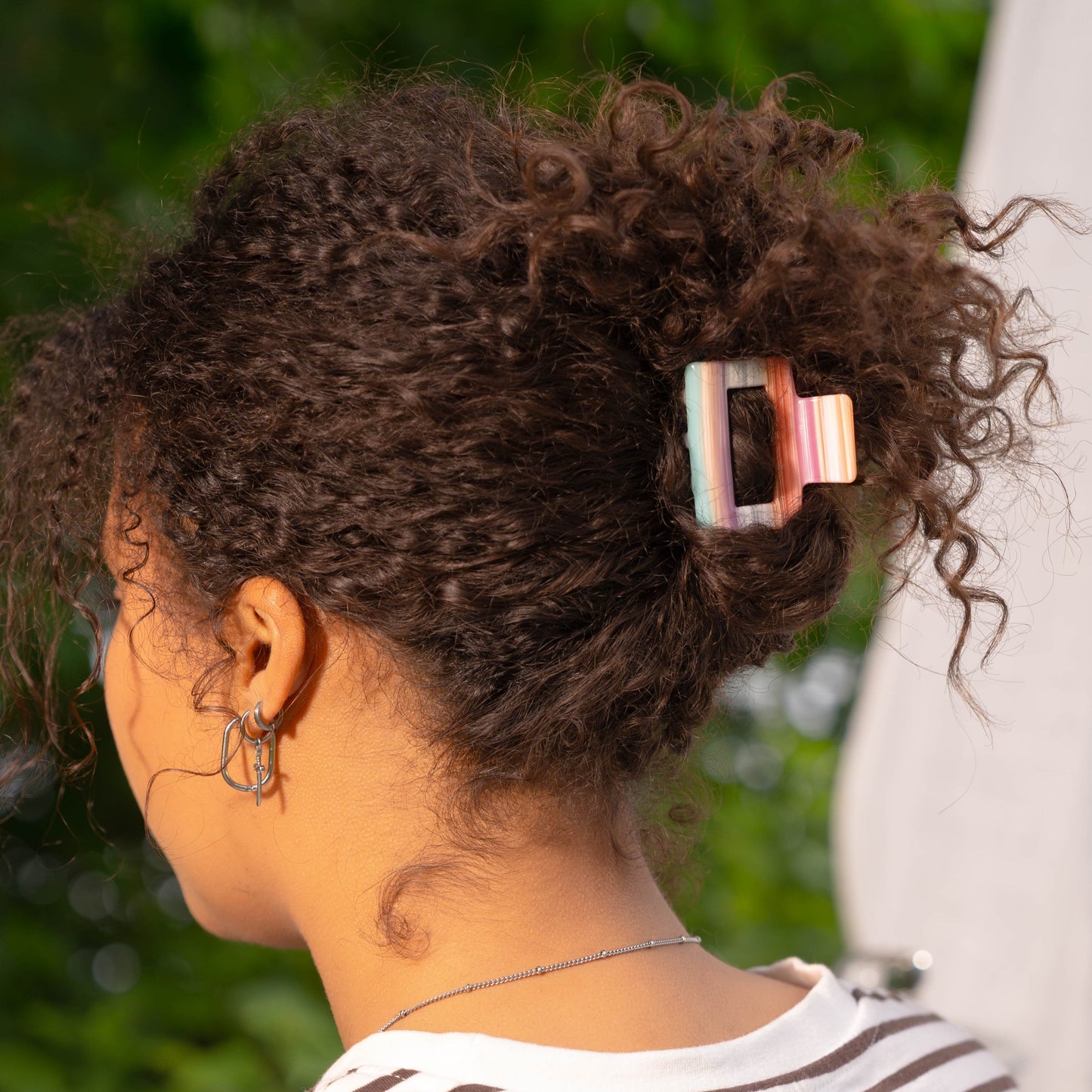 haarspeld vierkant dik haar haarklem stevige clip kwalitatief clips gestreept roze