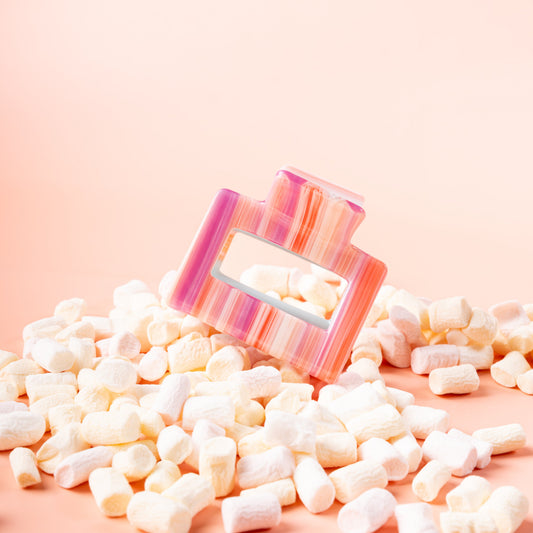 haarspeld vierkant dik haar haarklem stevige clip kwalitatief clips gestreept roze