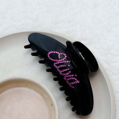 grote ronde haarspeld dik lang haar haarklem clips clip gepersonaliseerd naam zwart