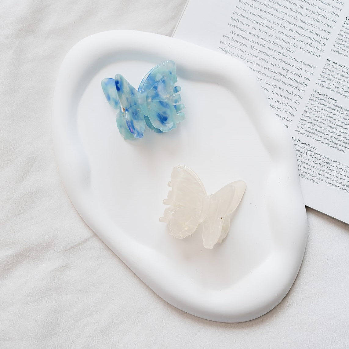haarspeld clips haarklem vlinder blauw wit 