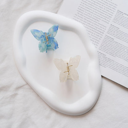 haarspeld clips haarklem vlinder dik haar wit blauw 