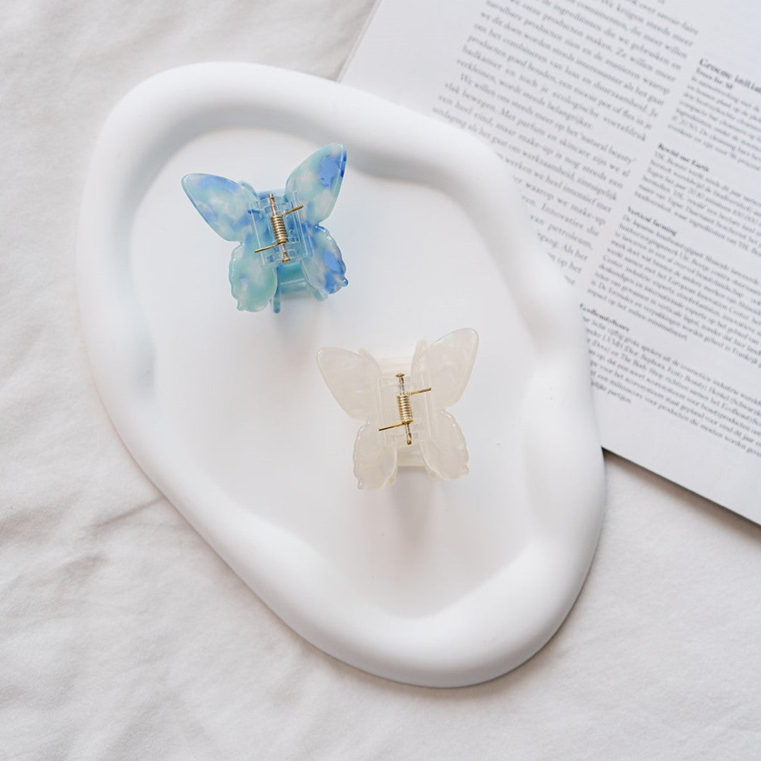 haarspeld clips haarklem vlinder dik haar wit blauw 