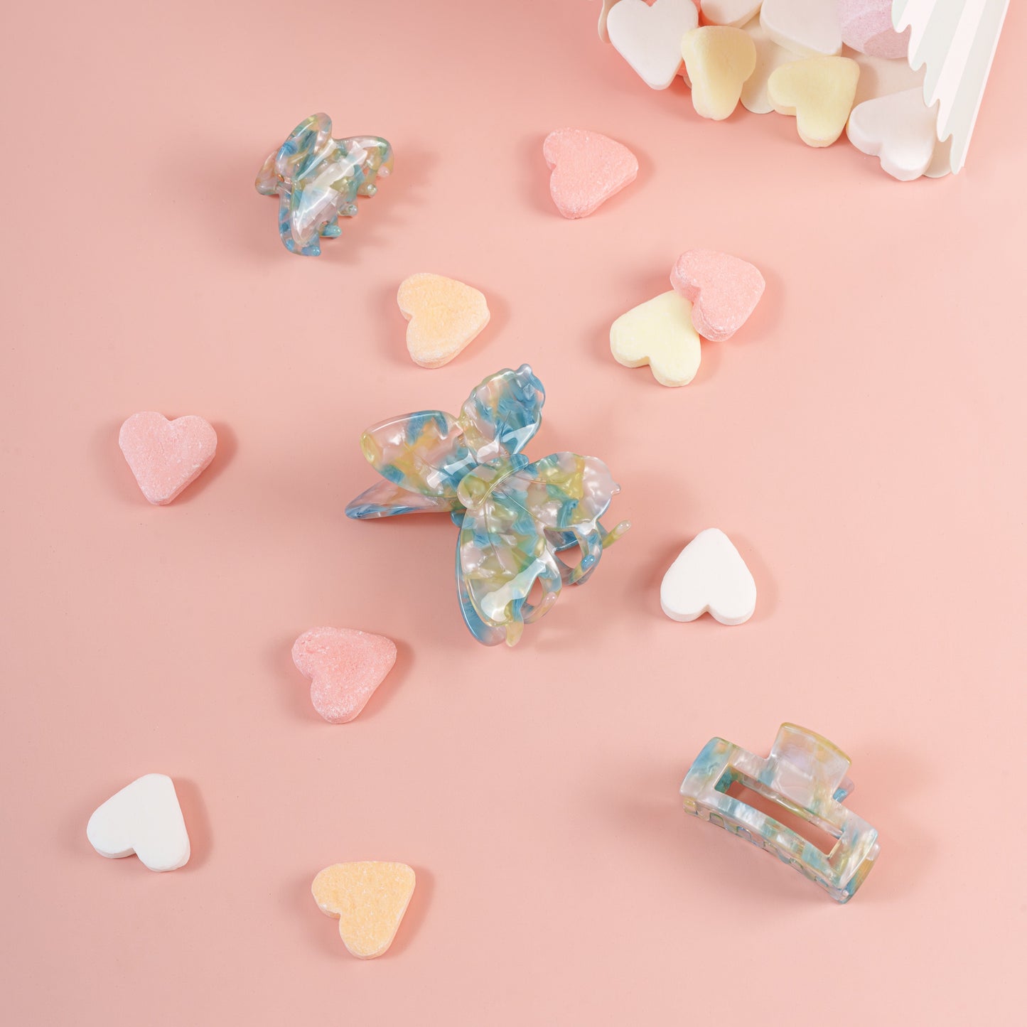 haarspeld clips haarklem vlinder marmer blauw groen roze