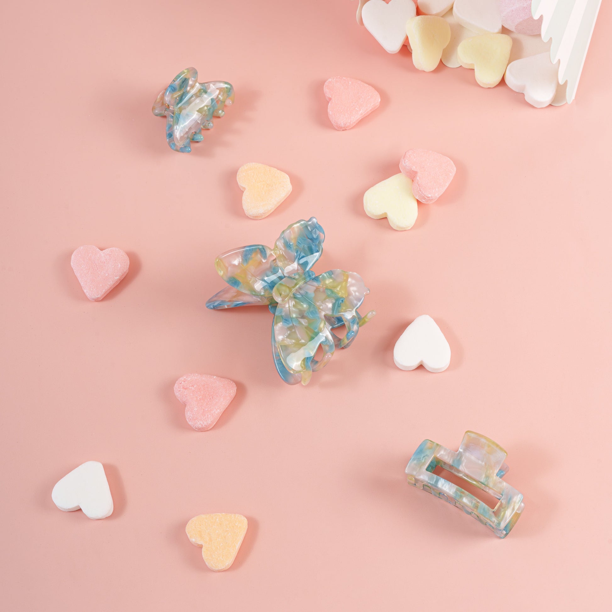 haarspeld clips haarklem vlinder marmer blauw groen roze