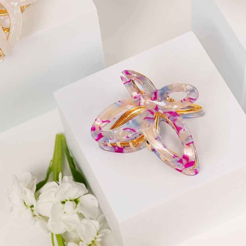 Emmy metalen vlinder haarspeld dik haar clips paars