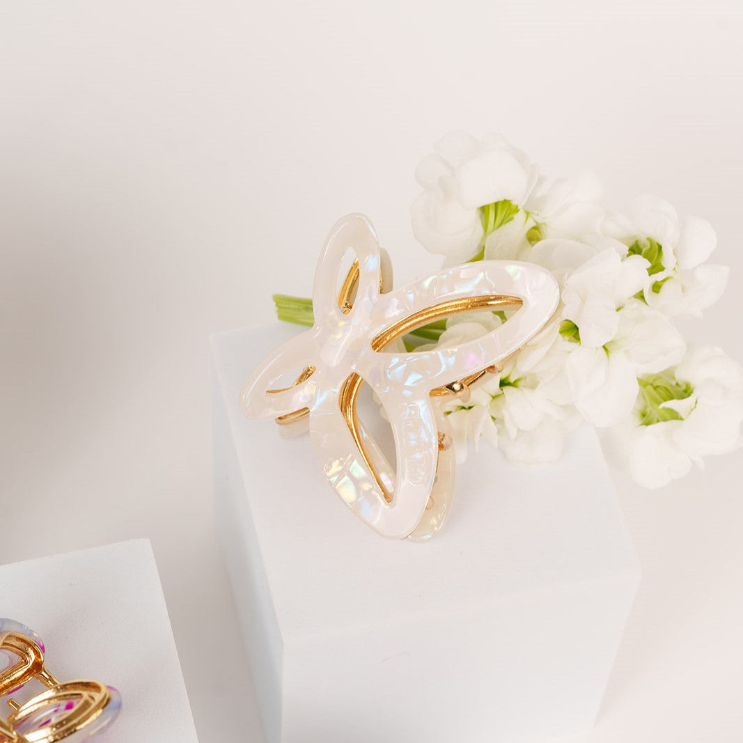 Emmy metalen vlinder haarspeld dik haar clips wit