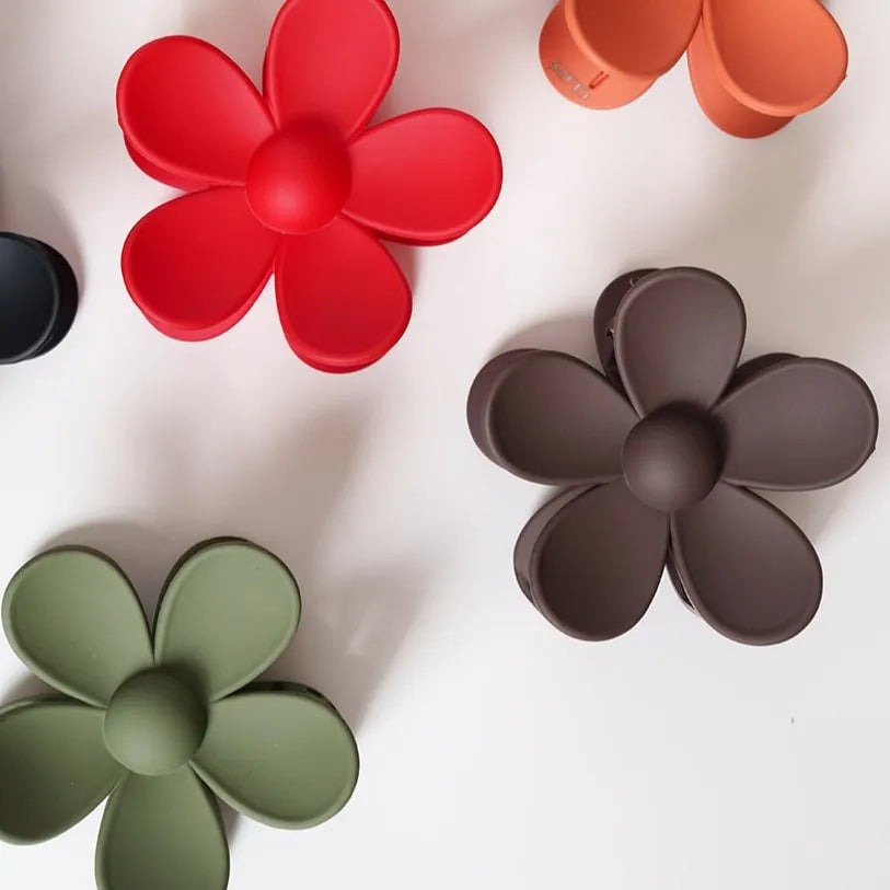 haarspeld bloem haarklem clips extra tandjes glad haar fijn dik stevig bruin rood groen