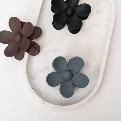 haarspeld bloem haarklem clips extra tandjes glad haar fijn dik stevig  grijs bruin zwart