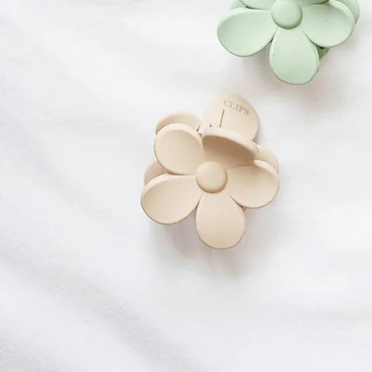 haarspeld bloem haarklem clips extra tandjes glad haar fijn dik stevig beige 
