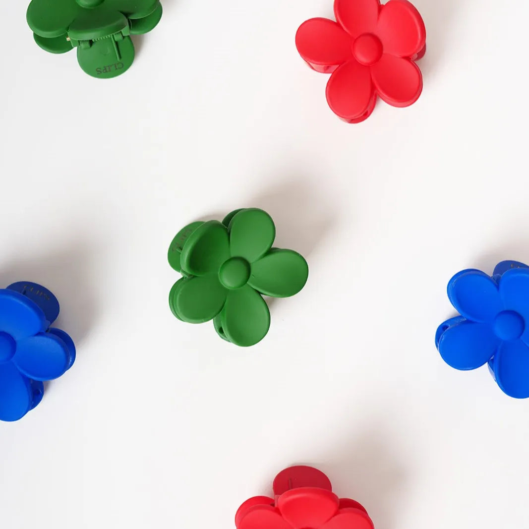 haarspeld bloem haarklem clips extra tandjes glad haar fijn dik stevig rood groen koningsblauw