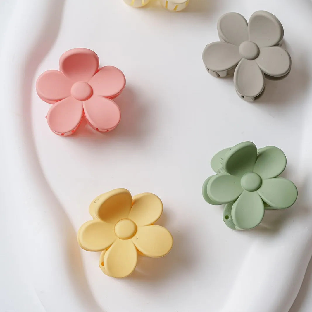 haarspeld bloem haarklem clips extra tandjes glad haar fijn dik stevig geel roze grijs muntgroen